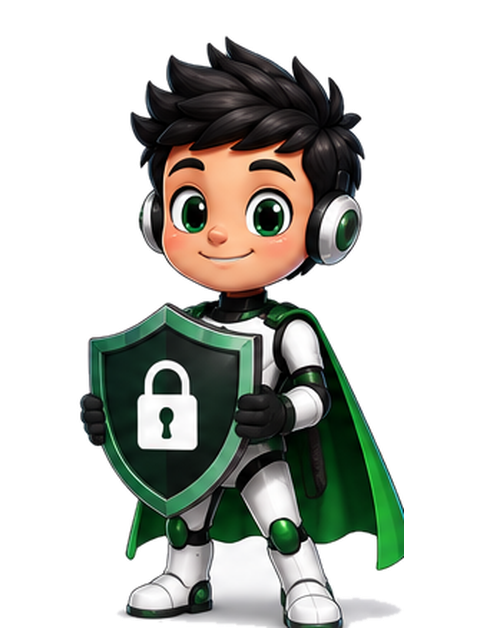 Q8 Cyber Partner — friendly boy cybersecurity guide mascot